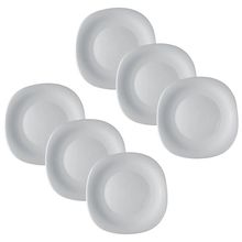 Conjunto de Pratos Fundo Bormioli Rocco Parma 23cm Vidro Temperado Branco 6 Peças