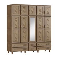 Guarda-Roupa Berlim Flex Casal Imbuia com Espelho 10 Portas 6 Gavetas Maleiro Madeira Maciça de Pinus - Cavazotto