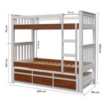 Treliche Solteiro Branco Lavado/Carvalho 3 Gavetas e 1 Escada Madeira de Pinus - Saraiva