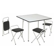 Conjunto de Mesa Dani Quadrada Dobrável Branco e Preto 4 Banquetas - Criativa