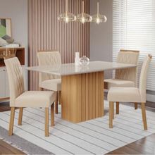 Mesa de Jantar Cimol Mariah com 4 Cadeiras - Nature/Off White/Madeira/Nude