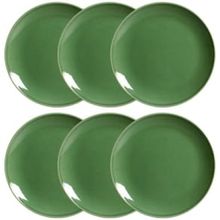 Conjunto com 6 Pratos Rasos Porto Brasil Coup em Cerâmica Feldspática 27,5cm - Verde