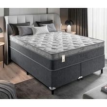 Cama Box Queen Size Portobel Orion com Molas Ensacadas e Revestimento em Tecido Poliéster 72x158x198cm - Cinza