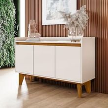Buffet Henn Bary com 3 Portas e 7 Prateleiras - 124,5cm de largura - Nature/Off White