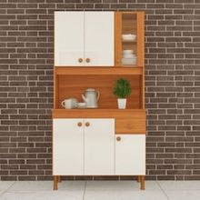 Cozinha Compacta Indekes Laura com 6 Portas, 1 Gaveta e 1 Prateleira - 90cm de largura - Freijo/Off White