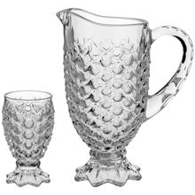 Jogo Jarra/Copos 7 peças Vidro Transparente 1,3L/220Ml Maurícia