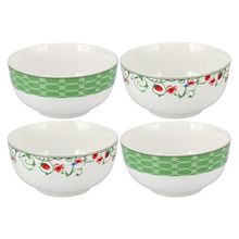 Tigela 4 peças Verde 500Ml Home&Co Delicata Bonechina 7X14X14Cm