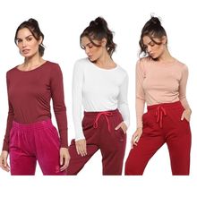 Kit 3 Blusas Rainha Casual Elastic Feminina