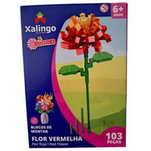 Blocos de Montar - Flor Vermelho - Mundo Encantado XALINGO