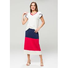 Saia Pau a Pique Listrada Azul Marinho