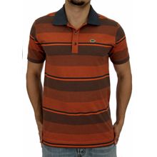 Polo Piquet Pau a Pique Listrada Laranja/Azul