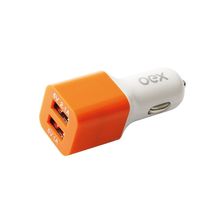 Carregador Automotivo Com Duas Entradas Usb Oex Cg101 - Laranja