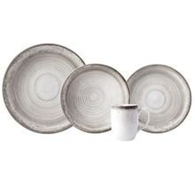 Aparelho de Jantar 16 Peças P.Schmidt Esfera em Porcelana com Bowl e Caneca - Cinza