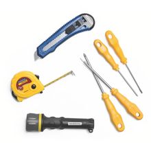 Kit De Ferramentas 7  Peças Trena Estilete Chaves Lanterna Tramontina