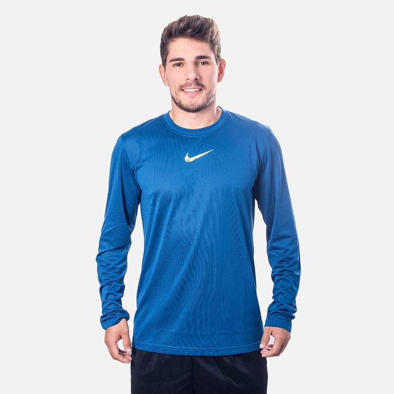 Blue nike dri fit long store sleeve shirt