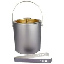 Balde para Gelo Fracalanza Drink Station em Aço Inox Cinza/Dourado - 1,8 L