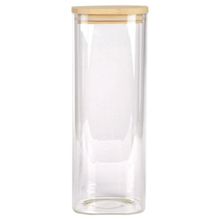 Porta Mantimentos Quadrado Dynasty em Vidro Borossilicato com Tampa de Bambu – 1,9L