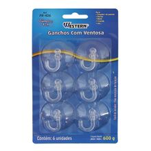 Gancho C Ventosa 4Cm Jogo 6 Peças Western Home