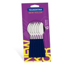 Conjunto Colher Cha Inox 12 Peças New K Azul Tramontina