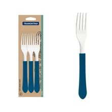 Conjunto Garfos Mesa Inox 3 Peças Leme Azul Tramontina