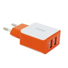 Carregador De Tomada Com Duas Entradas Usb Oex Cg201 - Laranja