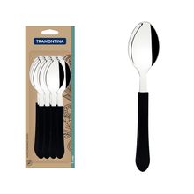 Conjunto Colher Mesa Inox 12 Peças Leme Preto Tramontina