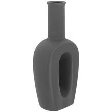 Garrafa Decorativa 25X11X6Cm Cerâmica Cinza Bella
