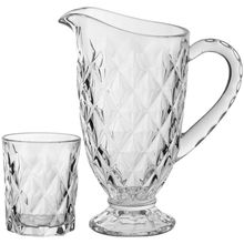 Jogo Jarra/Copos Ecol Cristal 1L/275Ml Full Diamond 23X20X12Cm 7 Peças