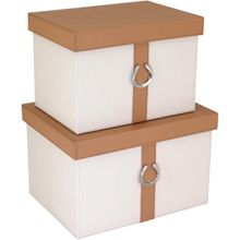 Caixa Organizadora Sintético Bege Saturno 2 Peças - Home&Co