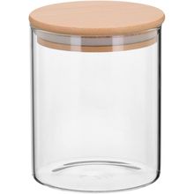 Pote 12X10X10 cm 770ml Borosilicato Transparente Com Tampa Bambu Table