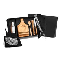 Kit Para Caipirinha Bambu Com Avental E Bandana - 0,35 L - 8 Pçs Welf