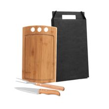 Conjunto Para Churrasco Em Bambu/Inox - 3 Pçs Welf