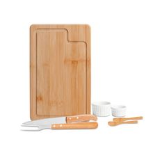 Conjunto Para Churrasco / Petisco Em Bambu / Porcelana - 7 Pçs Welf