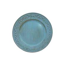 Sousplast Ramos Antique Azul Claro E Dourado 33Cm - Sousplats - Zahav