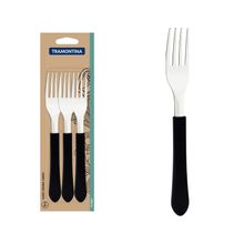 Conjunto Garfos Mesa Inox 3 Peças Leme Preto Tramontina