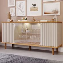 Buffet Cimol Gaia com 4 Portas e 6 Prateleiras - 165cm de largura - Nature/Off White