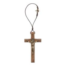 Dezena para Carro Crucifixo em Madeira Natural  9 cm