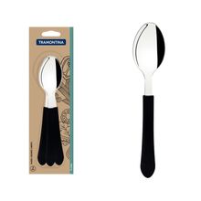 Conjunto Colher Mesa Inox 3 Peças Leme Preto Tramontina