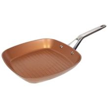Grill Quadrado Bergner Origen em Alumínio Forjado com Revestimento Antiaderente F4 e Base de Indução System Plus 28 cm – Dourado