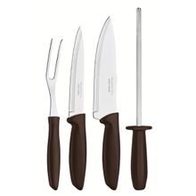 Kit Churrasco Inox 4 Peças Plenus Marrom Tramontina