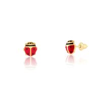 Brinco Joaninha com Esmalte em Ouro 18K Coleção Baby