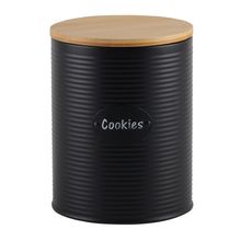Lata Porta Mantimentos Cookies Preta e Bambu