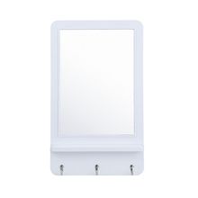 Espelho Decora Hook Retangular 51 x 31cm c/ 3 Ganchos Branco
