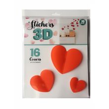 Adesivo de Parede 3D Adesif Corações 16 pç.