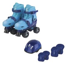 Patins Roller 4 Rodas Fênix PK-01 Azul 34-37 Com Kit de Acessórios