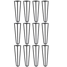 Kit 12 Pés de Metal 30 CM Hairpin Legs Mesa de Canto Rack e Puffs Preto G41