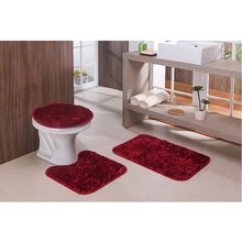 Kit Jogo de Banheiro 3 Peças Vermelho Shaggy Ornare Sultan