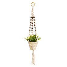 Suporte Para Vaso De Plantas Hanger Macramê (Cru) Bolinhas