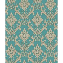 Papel De Parede Vinílico Evolux 10mX53 cm - Damasco Azul
