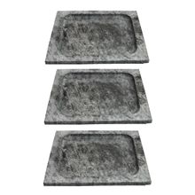 Kit 3 Pratos Quadrado Raso Servir Porção Pedra Sabão G 24x24